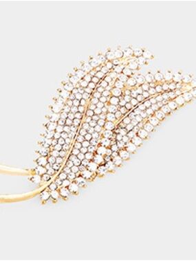 Gold-Tone Crystal Leaf Drop Earrings - Women Jewelry